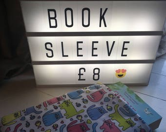 Multi-coloured Cat Book Sleeve, Lightly Padded, Handmade, UK Seller