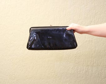 80s Era Vintage Patent Leather Clutch Purse
