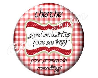 1 cabochon 30mm glass, Red Riding Hood, Wolf, fairy tale