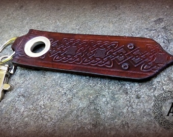 Leather Celtic Keychain