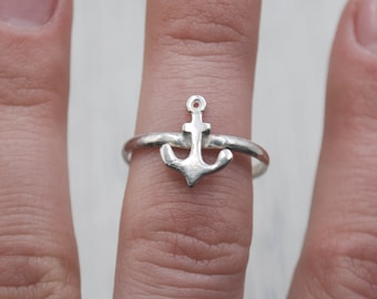 Tiny Anchor Ring in Sterling Silver