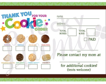 2018 Girl Scout Cookie Thank You/Order Form/Receipt - Printable
