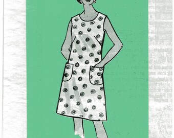 Sewing Pattern, Vintage 1970s Plus Size Mail Order Shift Dress Pattern, Women's Size 44, Bust 48"(122cm), Free US Shipping