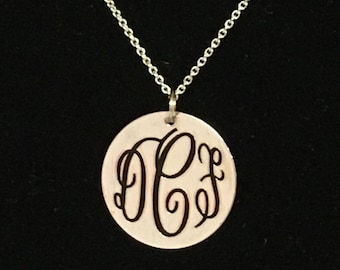 Monogrammed Silver Necklace