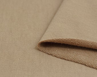 Brown French Terry Knit Fabric, Cotton French Terry Knit, Stretchy Fabric - Light Brown - 70 Inches Wide - By the Yard 69286 GJ