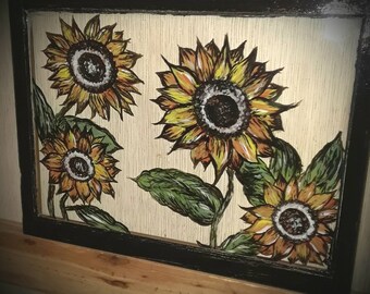 Sunflower window painting