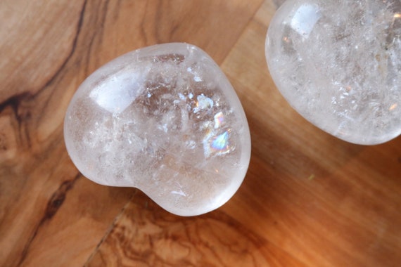 Small Crystal Clear Quartz Hearts, Puffy Clear Crystal Hearts, Polished Quartz Crystal, Heart Shaped Quartz, Pocket Sized Heart, Talisman