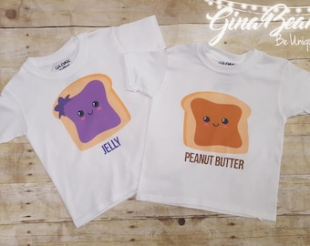 Peanut butter and jelly shirts.. twins best friends