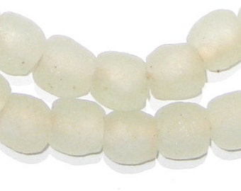 50 Recycled Glass Beads 11mm - Recycled Glass Beads - African Glass Beads - Round Glass Beads - Clear Glass Beads (RCY-RND-CLR-647)