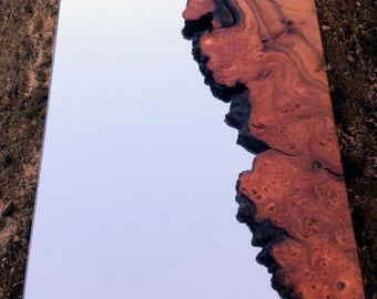 Natural-edged wooden mirror