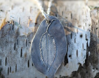 wisconsin hickory leaf necklace wildflower boho and hippie necklace pmc yoga chi jewelry
