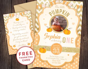 Pumpkin first birthday, first birthday invitation, Halloween birthday, fall birthday invitation, halloween birthday invite,pumpkin,1st,first