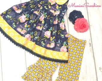 SALE •size 5-6• Bird Cage Adjustable Top & Jersey Ruffled Pants Set