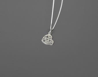 Heart Necklace, Silver Heart Necklace, Love Necklace, Valentines Necklace, Heart Pendant, Sterling Silver Heart Necklace
