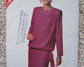 UNCUT Misses Top and Skirt - Size 16 to 24 - Butterick Sewing Pattern 6512 - Vintage 1988