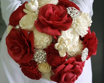 Red Rose Bouquet, Sola Rose Bouquet, Sola Flower, Wooden Bouquet, Wooden Rose, Rustic Bouquet, Alternative Bouquet, Wood Flower