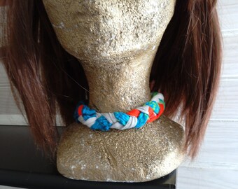 Recycled textile Choker and basketweave, colorful, trendy, cool, made, upcycling
