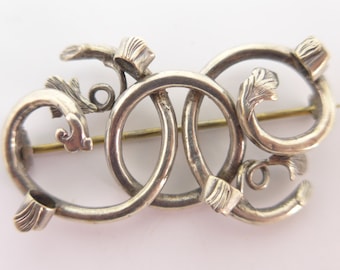 Antique Victorian Edwardian Silver Posy Flower Holder Brooch Pin