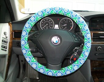 Nautical Ships Wheel and Anchors Steering Wheel Cover Vintage fabric