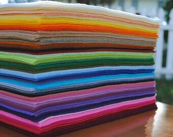 9" x 12" Wool Blend, Felt Sheets, 6 pieces, Your Choice of Colors
