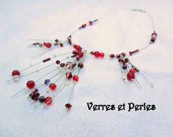 Multipendants necklace red and Maroon