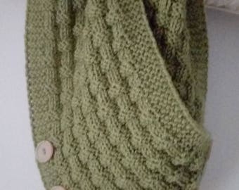 Handknitted scarf cowl neckwarmer with buttons