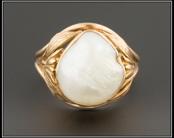 Vintage Pearl Ring | Statement Ring | 14k Gold Ring | Vintage Pearl Ring | June Birthstone