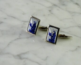 Dutch Delft Cuff Links in .835 Silver