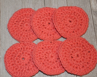 makeup remover pads - 100% cotton scrubbies - facial set - crochet cotton rounds - crochet - facial rounds - facial scrubbies - Set Of 6