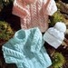 Baby Cardigan Jumper and Beanie Hat in DK 8 ply yarn for sizes 16 to 24 Inches - Vintage Knitting pattern - PDF Instant Download