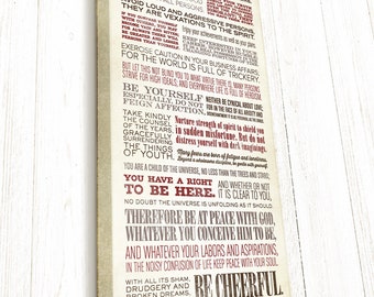 Desiderata, Desiderata Print, Hand-stretched Canvas on wood stretcher bars, READY TO HANG, Canvas Gallery Wrap, by Max Ehrmann