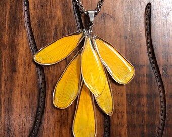 Real Flower Necklace. Sunflower Petals Necklace. Botanical Jewelry. Yellow Necklace. Nature Jewelry.