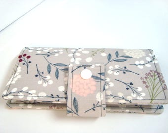 Fabric Checkbook Cover , Checkbook Holder Berry Floral