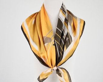 1950s Mid Century Modern Leaves Silk Square Scarf