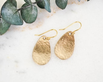 Minimalist Earrings | Dangle Earrings | Simple Earrings | Hammered Earrings | Gold Drop Earrings | Teardrop Earrings | Modern Earrings