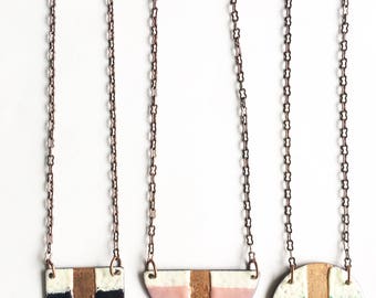 Geometric Enamel Necklace- Choose uour color.