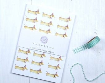 Sausage dog notebook, notebook for dog lovers, Dachshund notebook, notepad, Notes for dog lovers, Dog notebook, Cute sausage dog stationery