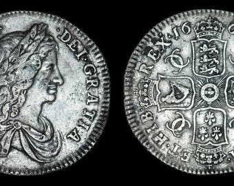Old English Coin Antique Genuine Charles II Solid Silver Shilling 1663, British, Stuart