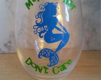 Stemless mermaid wine glass