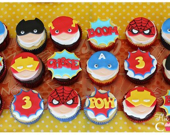 12 Super Hero Cupcake Fondant Toppers