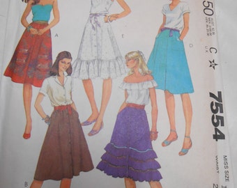 Vintage PATTERN McCalls 7554 Misses Set of Skirts Size 14 Waist 28"