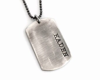 Dog Tag Necklace - Sterling Silver Hand Stamped Dog Tags Necklace - Custom and Personalized Just for You