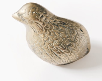 Small vintage brass quail figurine