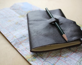 Hiking leather journal // trail log // trail notes