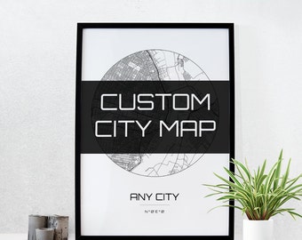 Custom City Map Art - Any City in the world - Line Art Map home decor