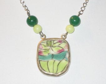 Lotus Blossom - Upcycled Petite Chinese Pottery Shard Necklace