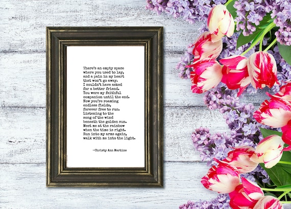 Pet Sympathy Gift for Death of Dog or Cat - Grief Poem - Pet Loss Gift - Typed Poem