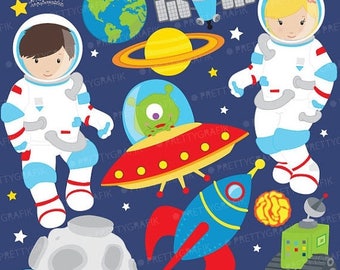 80% OFF SALE Astronaut in space clipart commercial use, vector graphics, digital clip art, digital images - CL579