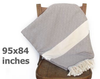 Coverlet Bedspread Turkish Throw Blanket Sofa Cover Cotton Throw Beach Blanket Tablecloth Furniture Throw Diamond Grey XXX LARGE 240 x 210cm