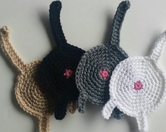 Crochet CAT Butt Coasters (Set of 4)
